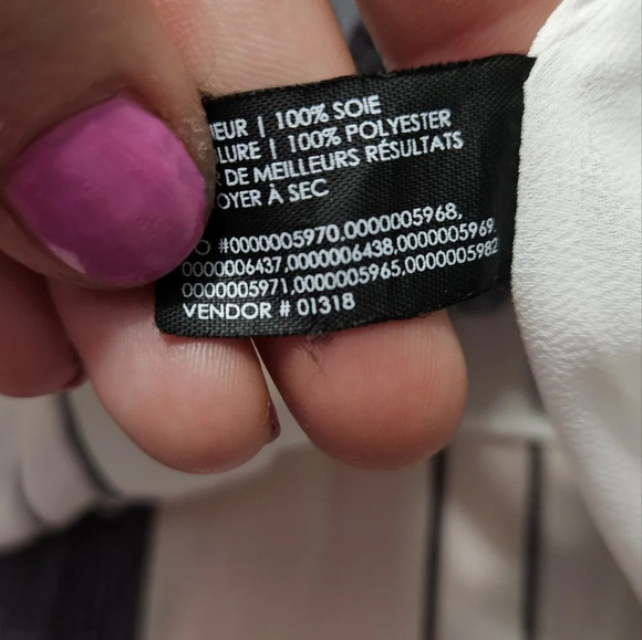 CLUB MONACO 100% Silk Geometric Stripe Print Maxi Dress In White/black. Size 0 - Picture 9 of 10